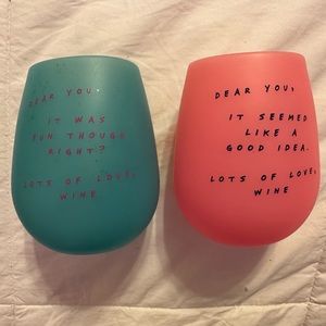 NPW London - 2 Silicone Stemless Wine Glasses - Pink and Blue -